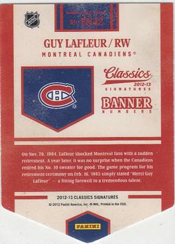 2012-13 Panini Classics Signatures - Banner Numbers #EN42 Guy Lafleur Back