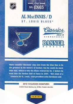 2012-13 Panini Classics Signatures - Banner Numbers #EN65 Al MacInnis Back