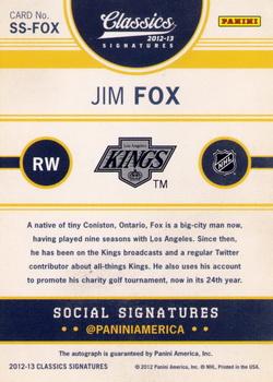 2012-13 Panini Classics Signatures - Social Signatures #SS-FOX Jim Fox Back