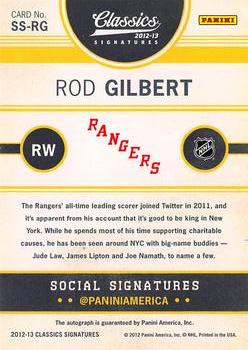 2012-13 Panini Classics Signatures - Social Signatures #SS-RG Rod Gilbert Back