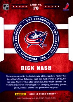 2012-13 Score - The Franchise #F8 Rick Nash Back