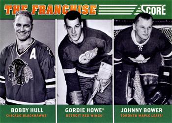 2012-13 Score - The Franchise Original Six #FCL1 Bobby Hull / Gordie Howe / Johnny Bower Front