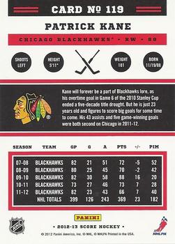 2012-13 Score - Gold Rush #119 Patrick Kane Back