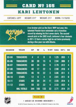 2012-13 Score - Gold Rush #165 Kari Lehtonen Back