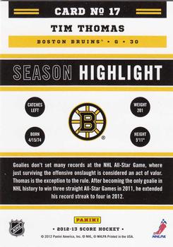 2012-13 Score - Gold Rush #17 Tim Thomas Back