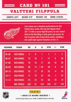 2012-13 Score - Gold Rush #181 Valtteri Filppula Back