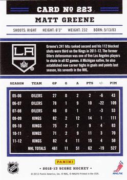 2012-13 Score - Gold Rush #223 Matt Greene Back