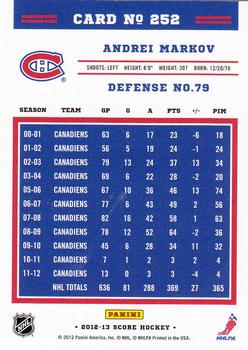 2012-13 Score - Gold Rush #252 Andrei Markov Back