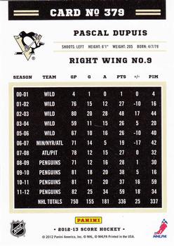 2012-13 Score - Gold Rush #379 Pascal Dupuis Back