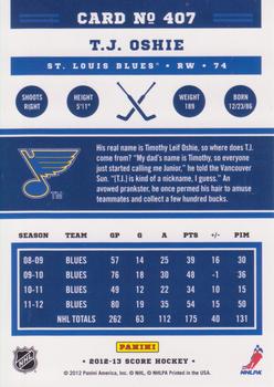2012-13 Score - Gold Rush #407 T.J. Oshie Back