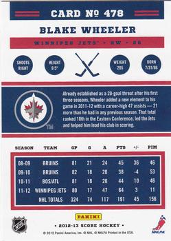 2012-13 Score - Gold Rush #478 Blake Wheeler Back