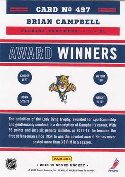 2012-13 Score - Gold Rush #497 Brian Campbell Back