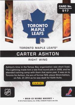 2012-13 Score - Gold Rush #517 Carter Ashton Back