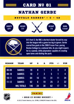 2012-13 Score - Gold Rush #81 Nathan Gerbe Back