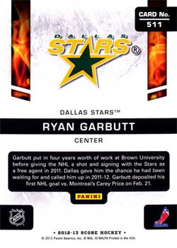 2012-13 Score - Gold Rush #511 Ryan Garbutt Back