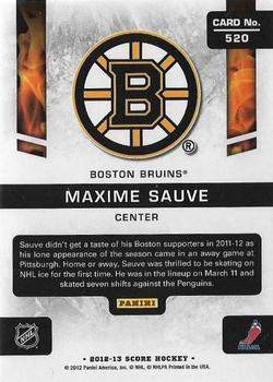 2012-13 Score - Gold Rush #520 Maxime Sauve Back