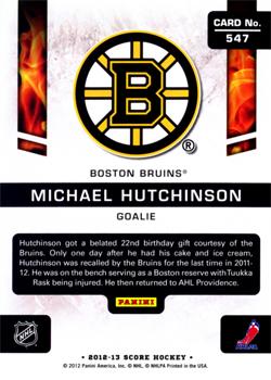 2012-13 Score - Gold Rush #547 Michael Hutchinson Back
