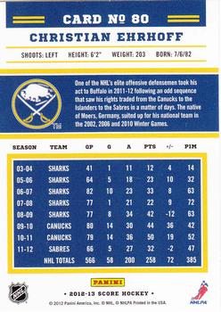 2012-13 Score - Gold Rush #80 Christian Ehrhoff Back
