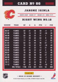 2012-13 Score - Gold Rush #86 Jarome Iginla Back