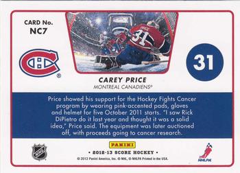 2012-13 Score - Net Cam #NC7 Carey Price Back