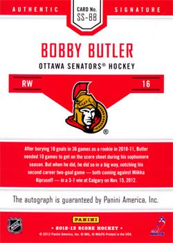 2012-13 Score - Signatures #SS-BB Bobby Butler Back
