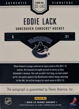 2012-13 Score - Signatures #SS-LAC Eddie Lack Back