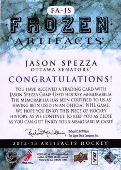 2012-13 Upper Deck Artifacts - Frozen Artifacts Jerseys Patches Emerald #FA-JS Jason Spezza Back