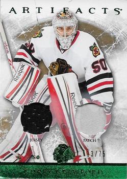 2012-13 Upper Deck Artifacts - Jersey/Patch Emerald #104 Corey Crawford Front