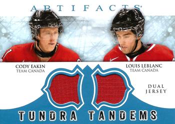 2012-13 Upper Deck Artifacts - Tundra Tandems Blue Dual Jersey #TT-EL Cody Eakin / Louis Leblanc Front
