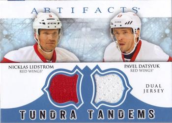 2012-13 Upper Deck Artifacts - Tundra Tandems Blue Dual Jersey #TT-LD Nicklas Lidstrom / Pavel Datsyuk Front