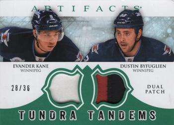 2012-13 Upper Deck Artifacts - Tundra Tandems Patches Emerald #TT-BK Dustin Byfuglien / Evander Kane Front