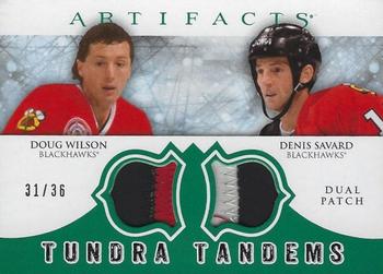 2012-13 Upper Deck Artifacts - Tundra Tandems Patches Emerald #TT-DD Doug Wilson / Denis Savard Front