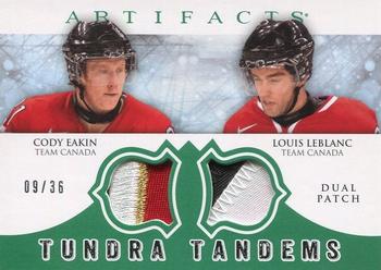 2012-13 Upper Deck Artifacts - Tundra Tandems Patches Emerald #TT-EL Cody Eakin / Louis Leblanc Front