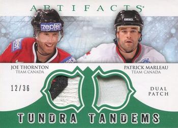2012-13 Upper Deck Artifacts - Tundra Tandems Patches Emerald #TT-JP Joe Thornton / Patrick Marleau Front