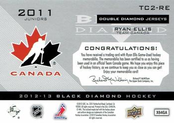 2012-13 Upper Deck Black Diamond - Double Diamond Jerseys #TC2-RE Ryan Ellis Back