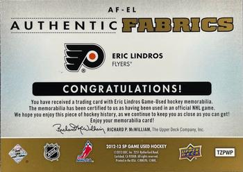 2012-13 SP Game Used - Authentic Fabrics #AF-EL Eric Lindros Back