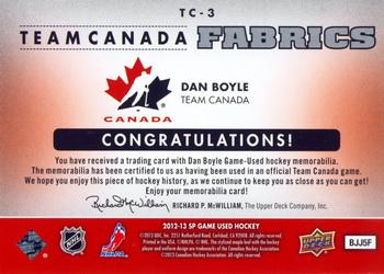 2012-13 SP Game Used - Team Canada Fabrics #TC-3 Dan Boyle Back