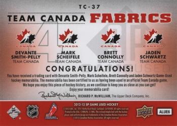 2012-13 SP Game Used - Team Canada Fabrics Quads #TC-37 Devante Smith-Pelly / Mark Scheifele / Brett Connolly / Jaden Schwartz Back