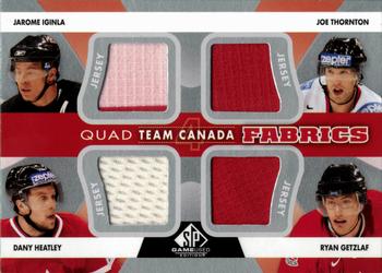 2012-13 SP Game Used - Team Canada Fabrics Quads #TC-38 Jarome Iginla / Joe Thornton / Dany Heatley / Ryan Getzlaf Front