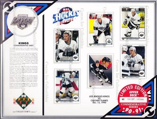 1990-91 Upper Deck - Commemorative Sheets #NNO Steve Duchesne / Luc Robitaille / Rob Blake / Wayne Gretzky / Tony Granato / Tomas Sandstrom Front