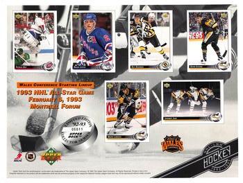1992-93 Upper Deck Promotional Sheets #NNO Patrick Roy / Brian Leetch / Ray Bourque / Kevin Stevens / Mario Lemieux / Jaromir Jagr Front
