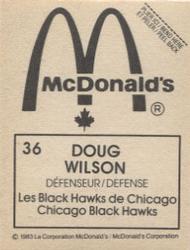 1982-83 McDonald's Stickers #36 Doug Wilson Back