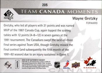 2012-13 SP Authentic #205 Wayne Gretzky Back