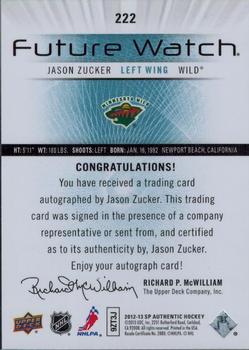 2012-13 SP Authentic #222 Jason Zucker Back