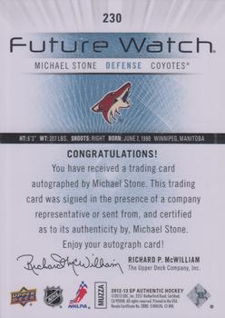 2012-13 SP Authentic #230 Michael Stone Back