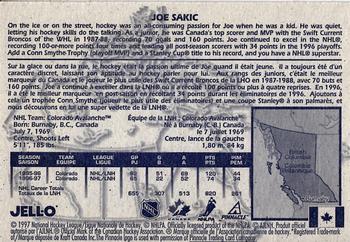 1997-98 Pinnacle Kraft - Jell-O Juniors To Pros of Canada #NNO Joe Sakic Back