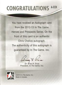 2012-13 In The Game Heroes and Prospects - Autographs #A-CCH Chris Chelios Back