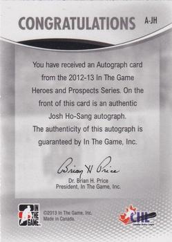 2012-13 In The Game Heroes and Prospects - Autographs #A-JH Josh Ho-Sang Back