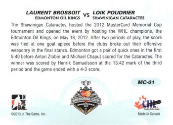2012-13 In The Game Heroes and Prospects - Memorial Cup #MC-01 Laurent Brossoit / Loik Poudrier Back
