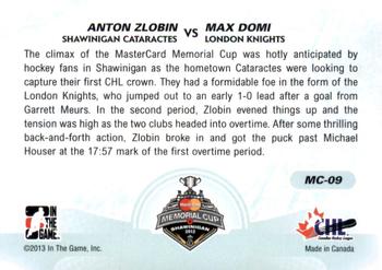 2012-13 In The Game Heroes and Prospects - Memorial Cup #MC-09 Anton Zlobin / Max Domi Back